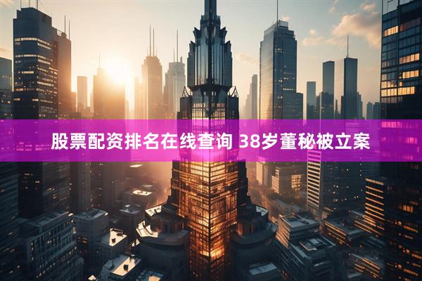 股票配资排名在线查询 38岁董秘被立案