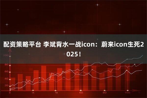 配资策略平台 李斌背水一战icon：蔚来icon生死2025！